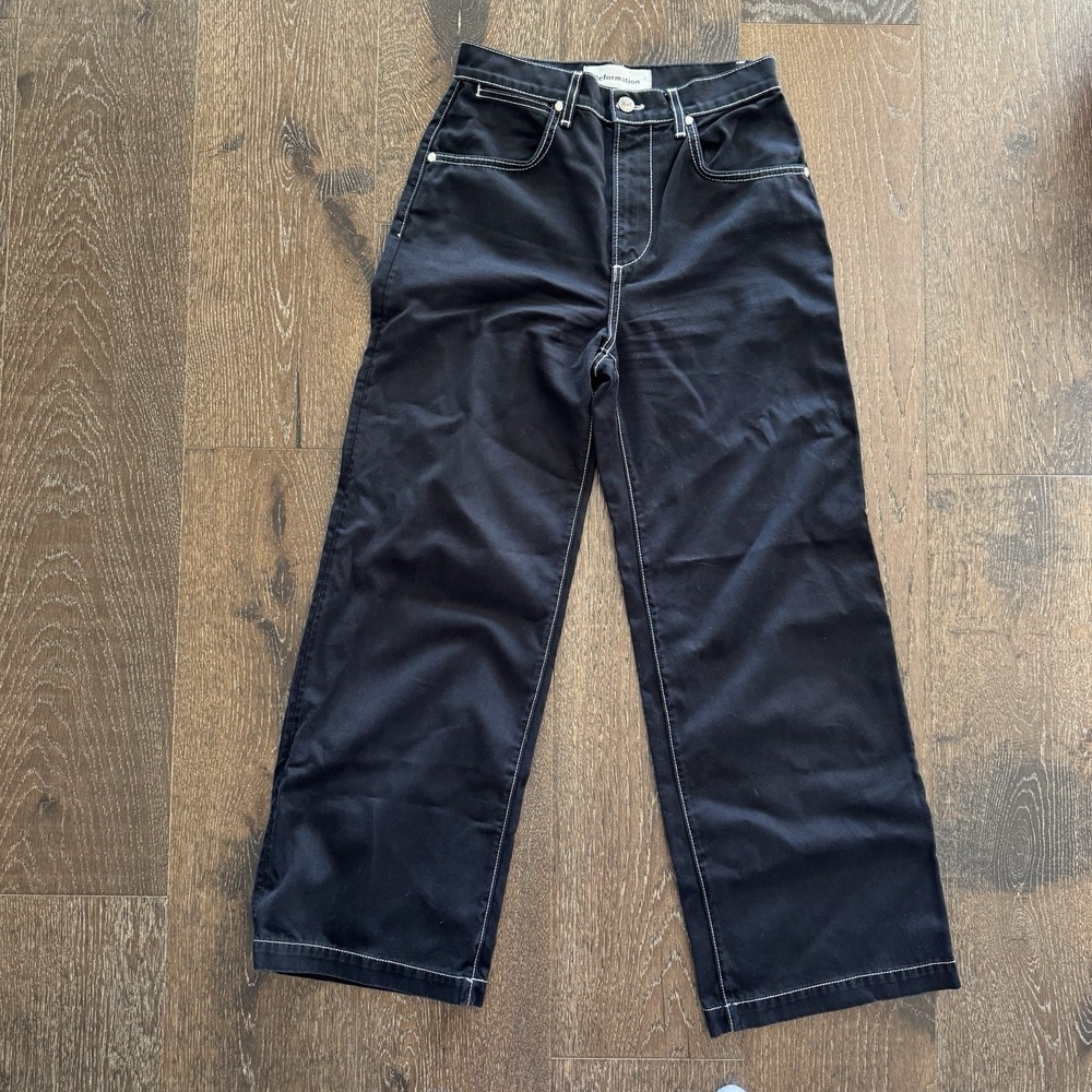 Reformation Carpenter Pants Womens Size 25 Black High Rise Wide Leg Grunge Punk